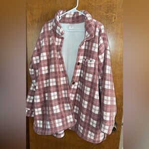 Cuddl Duds Pink and White Fleece Jacket